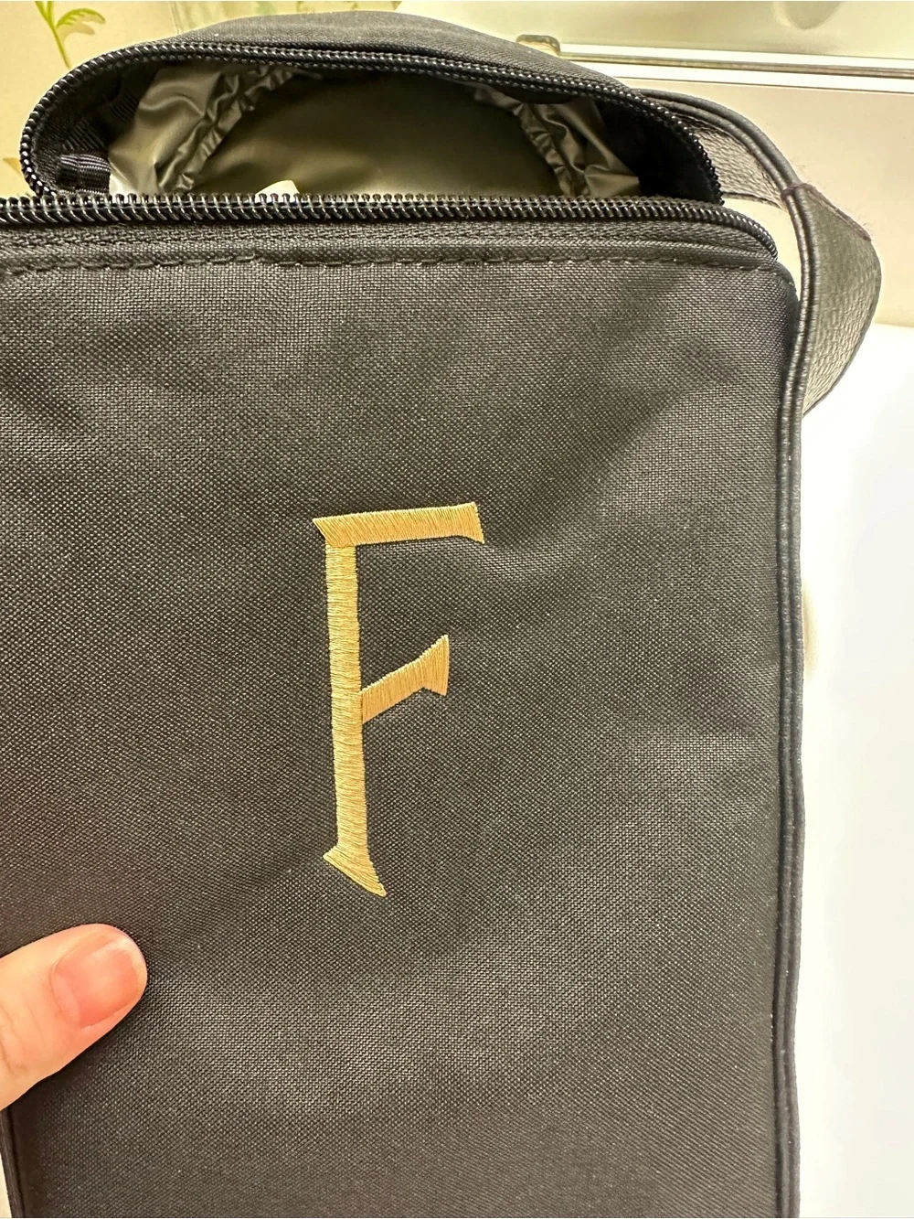Black Wine store Bag with Gold Embroidered Logo